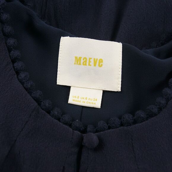 Anthropologie Maeve Navy Blue Fringe Sequin Trim Tank Dress Womens Sz 2 - Picture 6 of 7